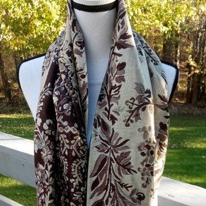 Pashmina Scarf Shawl in Gold & Brown Cashmere Silk